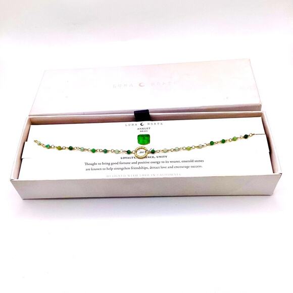 Luna Norte “Emerald” Anklet in 14k gold plated brass - Picture 1 of 10